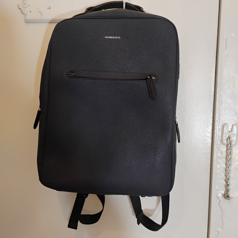Maverick & co earthen recycled leather backpack navy